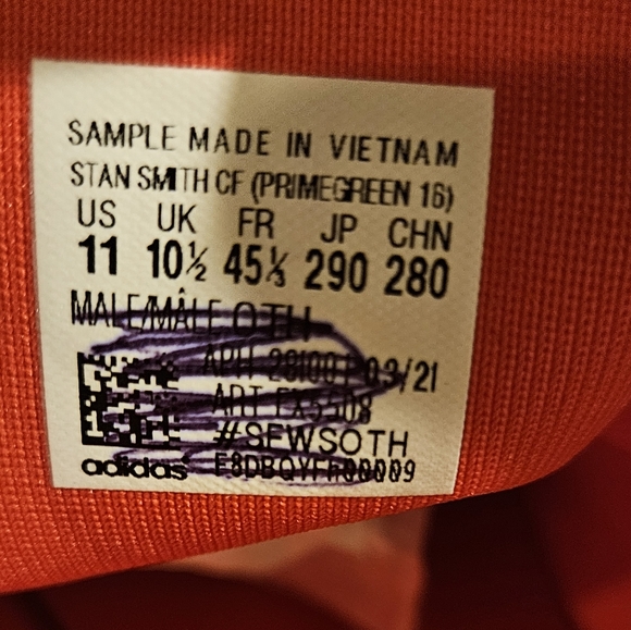 ADIDAS 'SAMPLE NOT FOR RESALE' STAN SMITH CF RED SZ 11. DEADSTOCK! - Picture 5 of 12